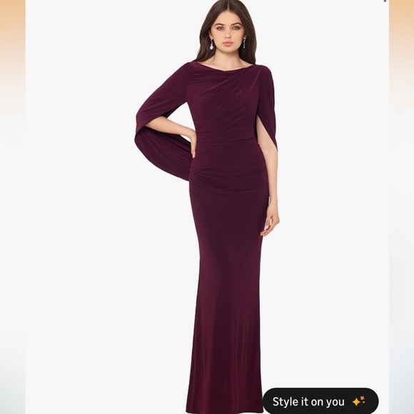 Betsy & Adam Velvet Burgundy Dress